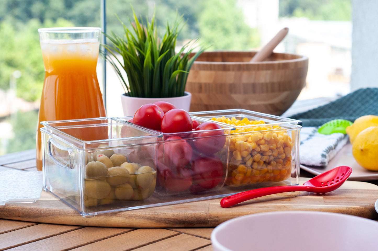 Condiment Server with Removable Containers and Lids