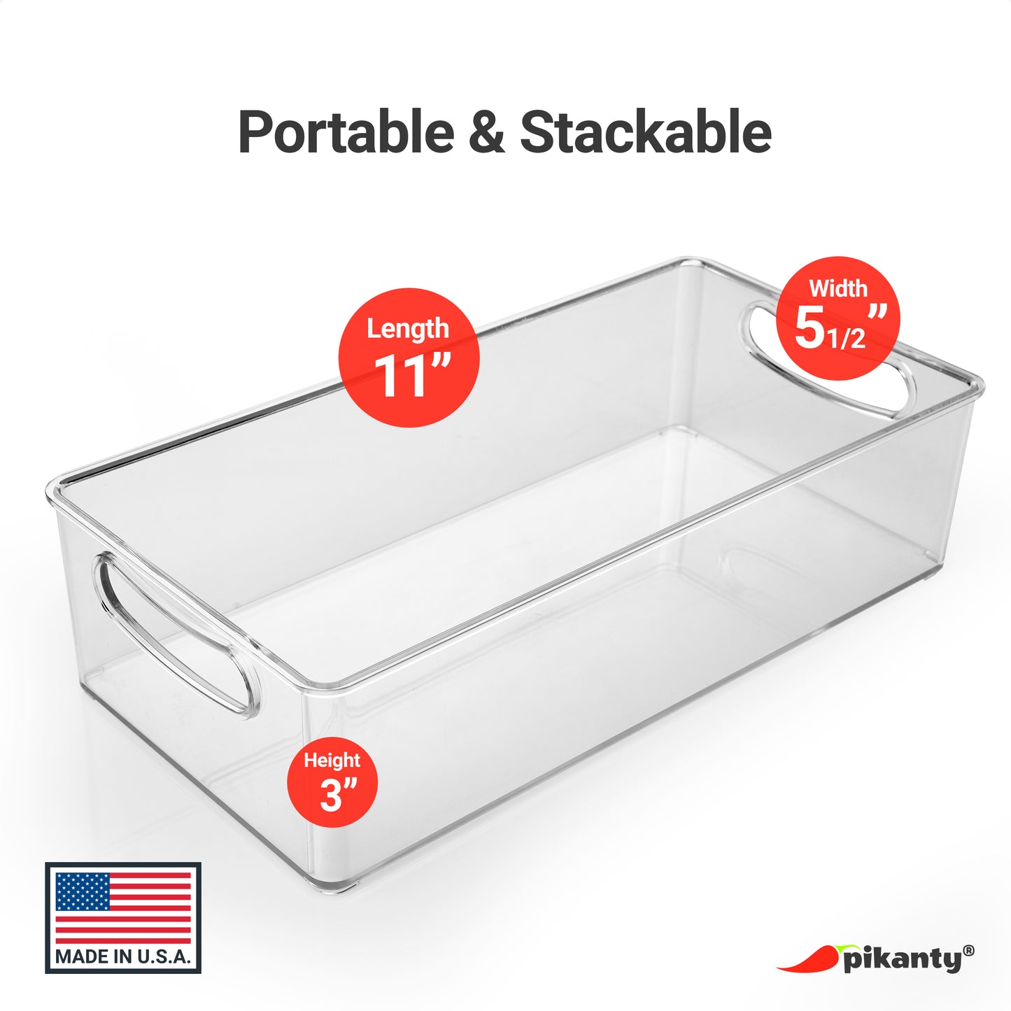 11" Refrigerator Organizer Bin with Handles