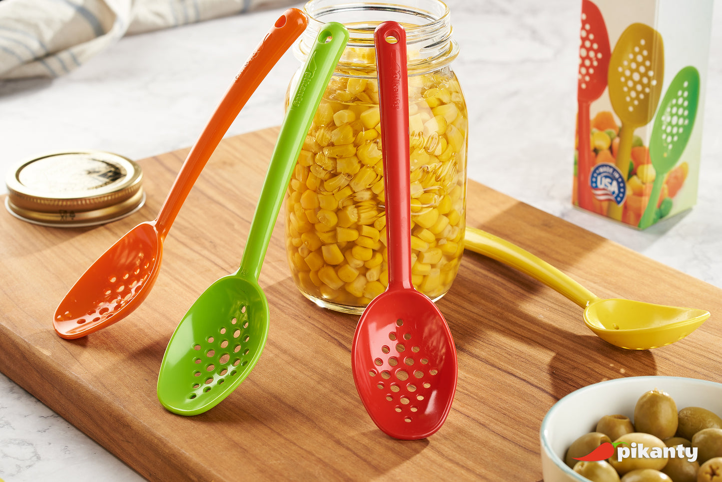 7" Small Slotted Spoons for serving and easy drainage of liquids | Made in USA