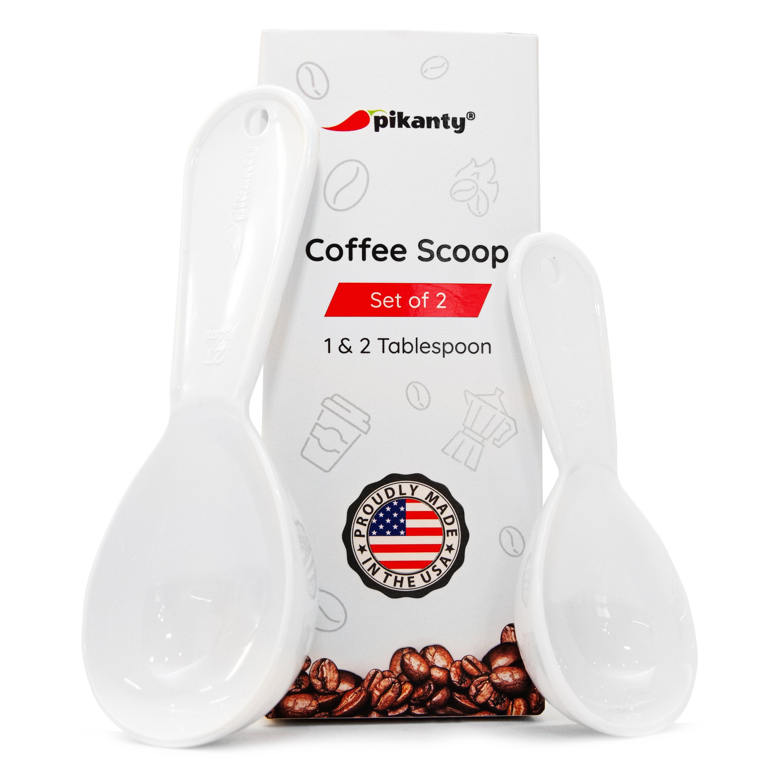 Pikanty - Plastic Coffee Scoops (15ml & 30ml) Set of 2 | Made in USA (Black)