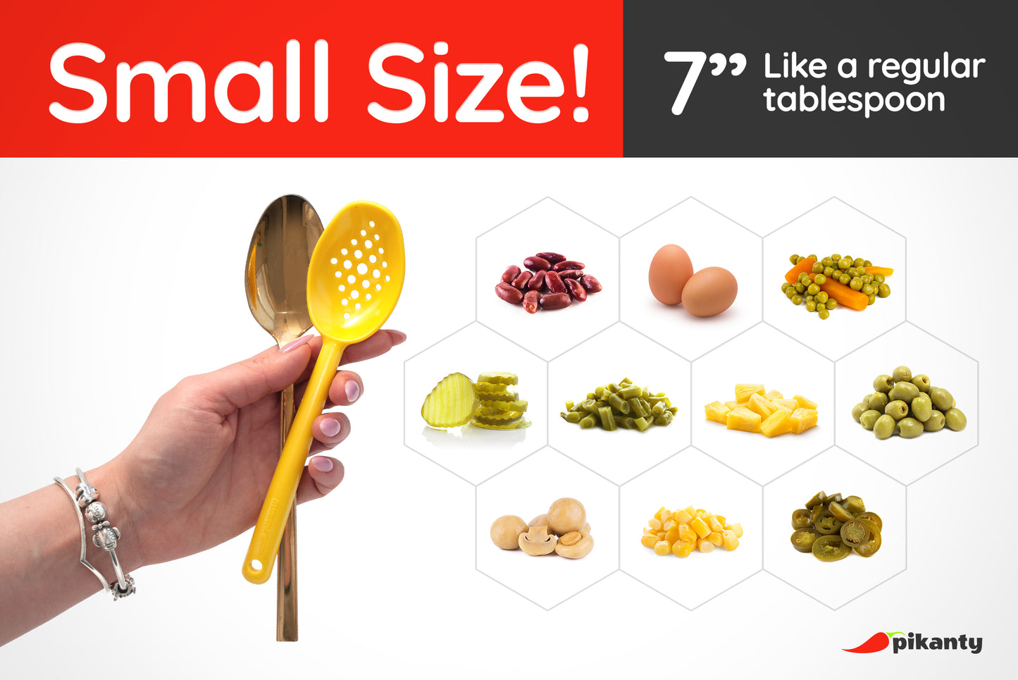 7" Small Slotted Spoons for serving and easy drainage of liquids | Made in USA