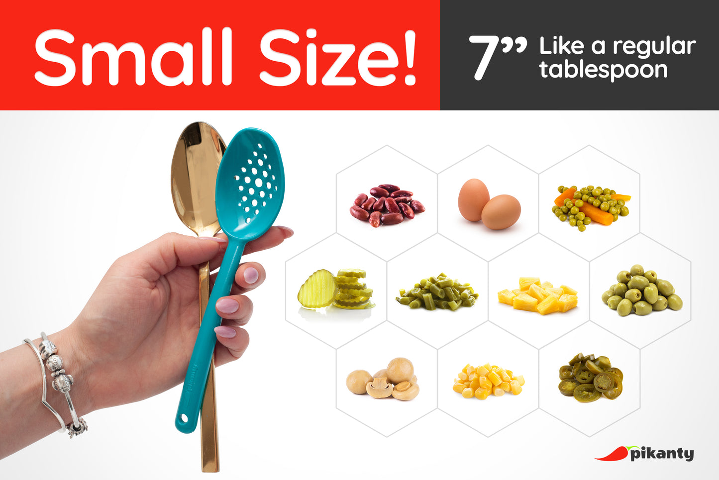 7" Small Slotted Spoons for serving and easy drainage of liquids | Made in USA