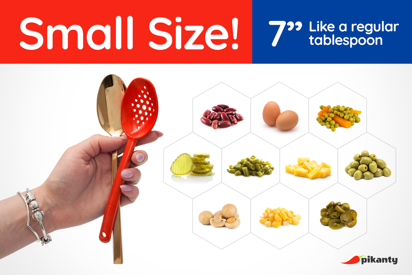 7" Small Slotted Spoons for serving and easy drainage of liquids | Made in USA