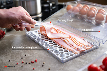 Bacon Keeper - Fridge Storage Container with Tongs