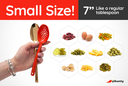 7" Small Slotted Spoons for serving and easy drainage of liquids | Made in USA