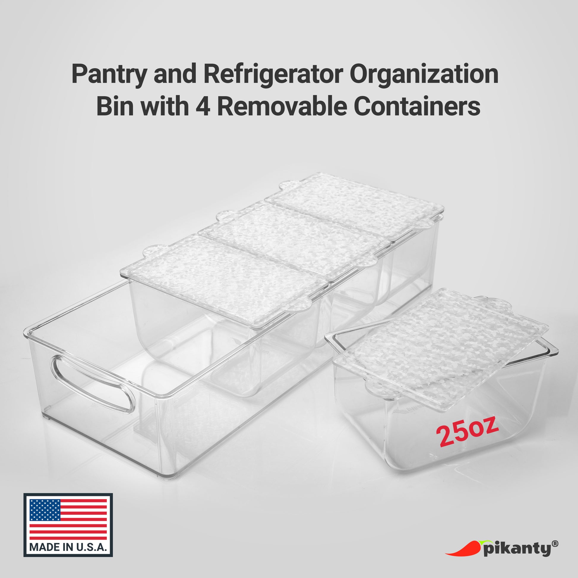 Pikanty - 11 Refrigerator Organizer Bin with Handles | Made in USA