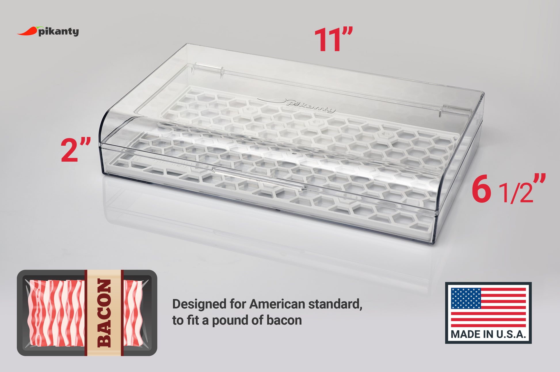 Bacon Storage Container for Fridge Bacon Holder Deli Meat Cheese Keeper  with Food Serving Tongs and Drain Plate for Refrigerator (Bacon Container)